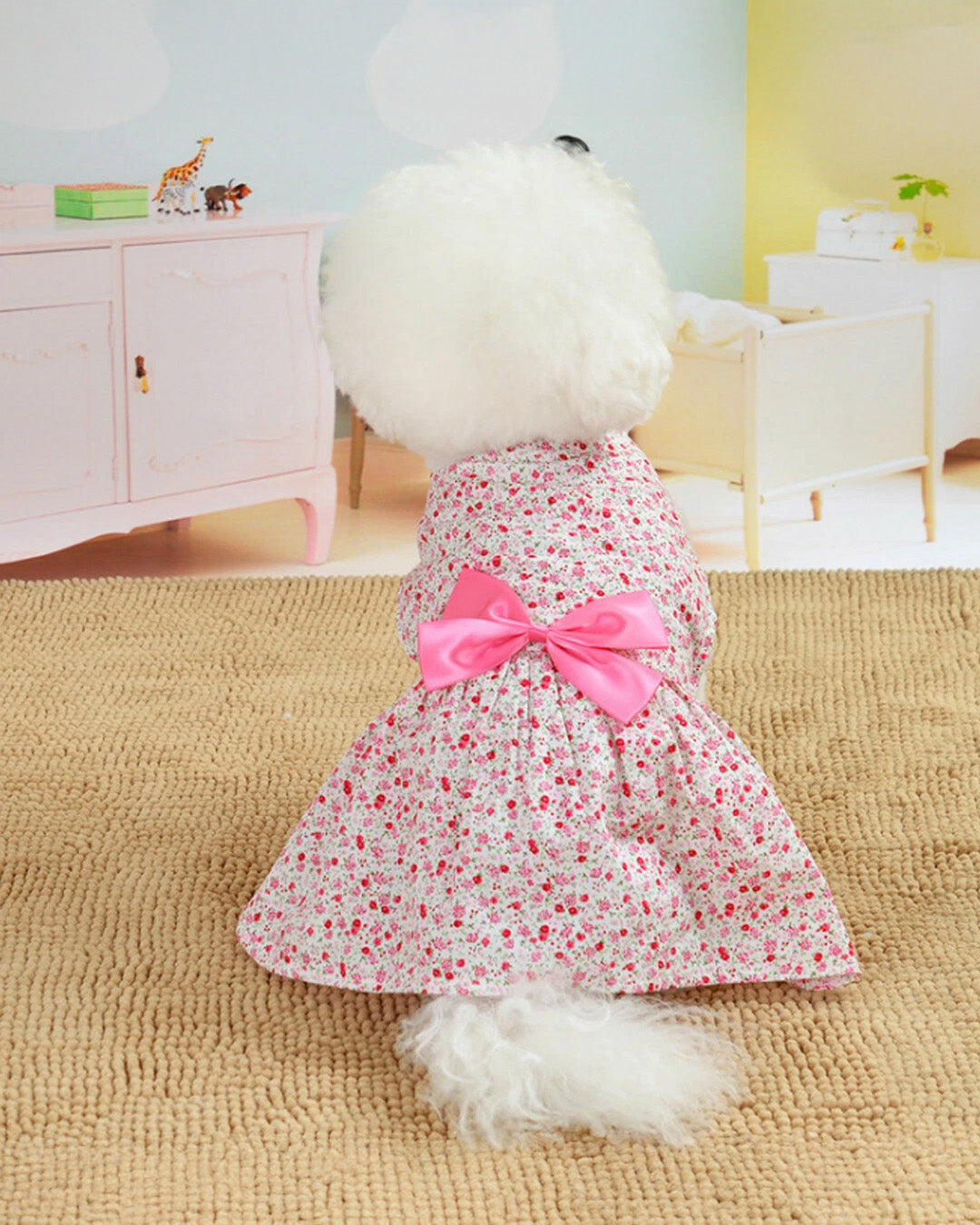 pink dog dress Floral Dog Dress with Bow